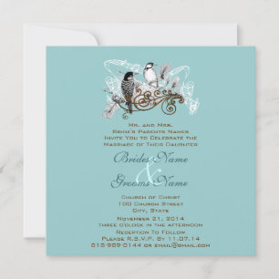 Convite de Casamento Pássaros do Amor Vintage Nota