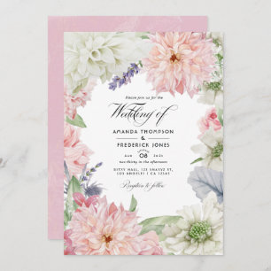 Convite De Casamento Pastel Blush Pink Dahlia