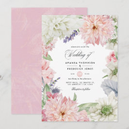 Convite De Casamento Pastel Blush Pink Dahlia