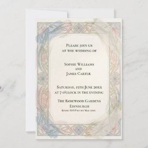 Convite de Casamento Pastel Floral Nouveau