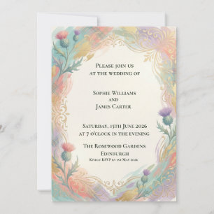 Convite de Casamento Pastel Gold Thistle