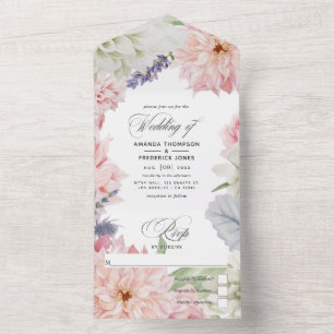 Convite de Casamento Pastel Rosa Blush Dahlia Tudo