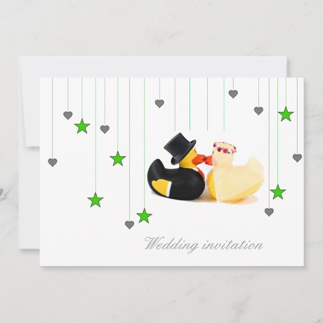 Convite de casamento patos de casamento 4 estrelas (Frente)