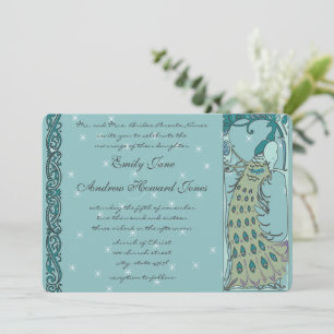Convite de Casamento Pavão Vintage