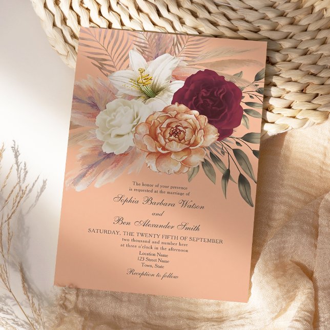 Convite de Casamento Peach Fuzz (Criador carregado)