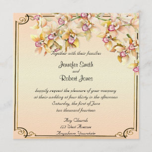 Convite De Casamento Peach Orchid Watercolor Posh