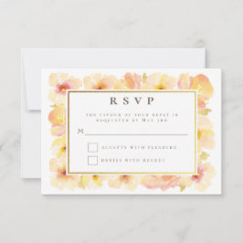 Convite de Casamento Peaches Cream Gold Frame RSVP