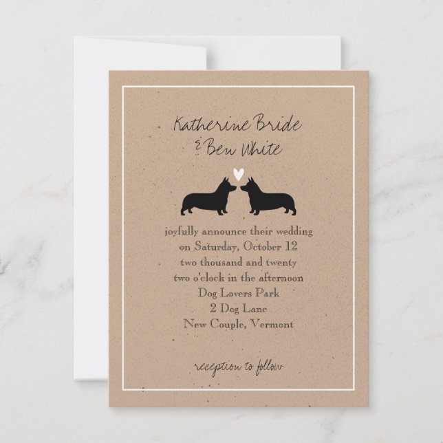Convite de Casamento Pembroke Welsh Corgis (Frente)