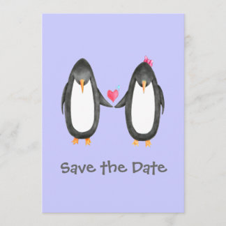 Convite de casamento Pengin Luv