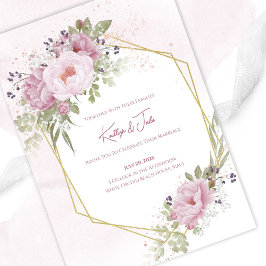 Convite de Casamento Peônia Rosa