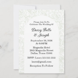 Convite de Casamento Peônia Verde Sage em Chinoise