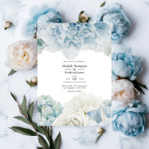 Convite de Casamento Peônias Azuis