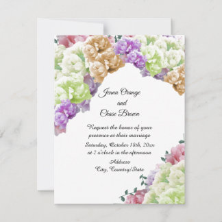 Convite de Casamento Peônias Multicoloridas