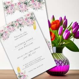 Convite de Casamento Peônias Rosa