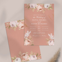 Convite de Casamento Peônias Rosa Boêmio