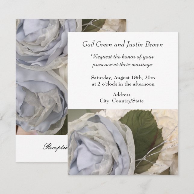 Convite de Casamento Peonies (Frente/Verso)