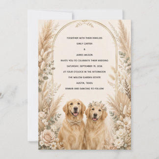 Convite de Casamento Personalizado Boho Golden Ret