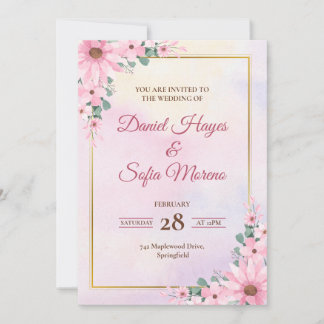 Convite de Casamento Personalizado com Aquarela Ro