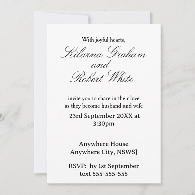 Convite de Casamento Personalizado com Foto Modern (Frente)