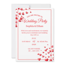 Convite de Casamento Personalizado Coração Rosa