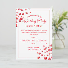 Convite de Casamento Personalizado Coração Rosa