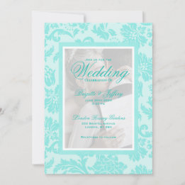 Convite de casamento personalizado dama damasco az
