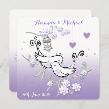 Convite de casamento personalizado de aves de amor
