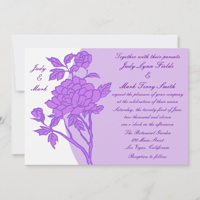 Convite De Casamento Personalizado De Flor Roxo (Frente)