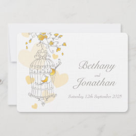 Convite de casamento personalizado de gaiolas aber