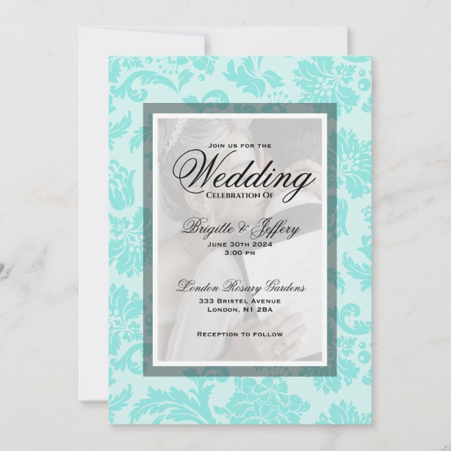 Convite de casamento personalizado do legado teal  (Frente)