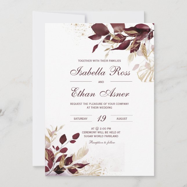 Convite de Casamento Personalizado Dourado e Borgo (Frente)