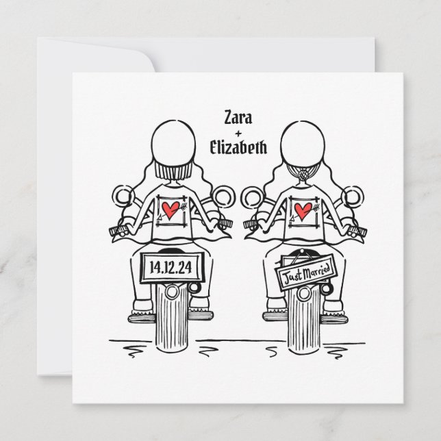 Convite de Casamento Personalizado Duas Noivas Mot (Frente)
