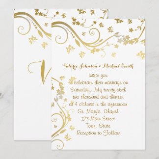 Convite de Casamento Personalizado em Dourado Eleg