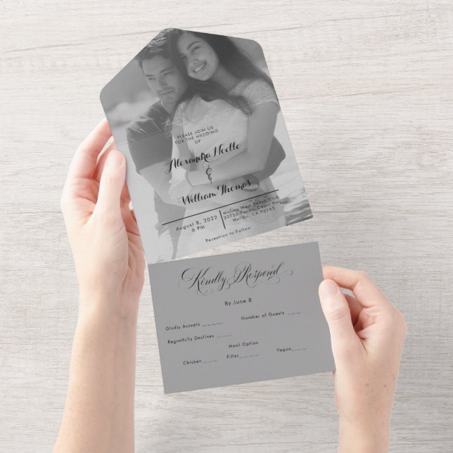 Convite de Casamento Personalizado Moderno Foto El (Aba destacável)