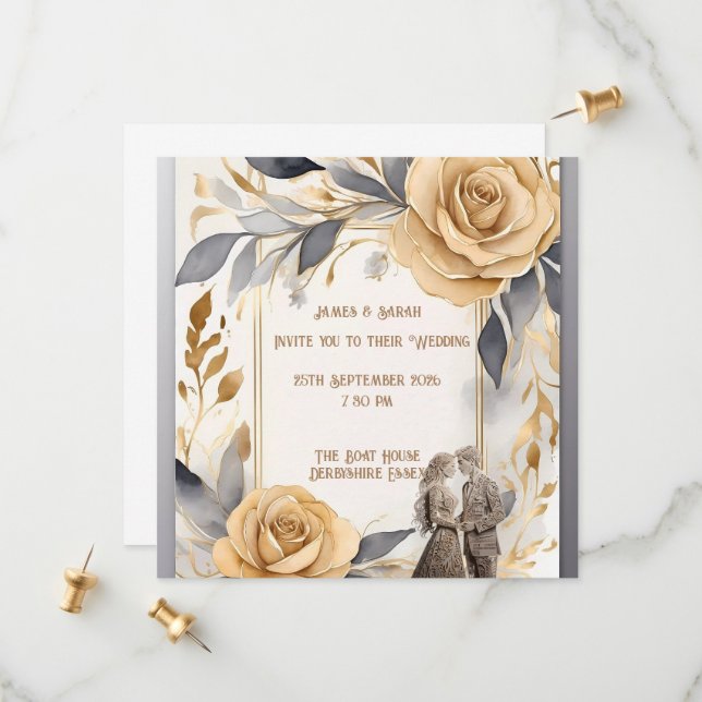 Convite de Casamento Personalizado para o Casal  (Frente/Verso In Situ)