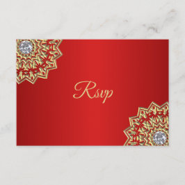 Convite de casamento personalizado RED Gold Indian
