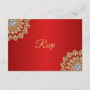 Convite de casamento personalizado RED Gold Indian