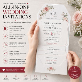 Convite de Casamento Personalizado Tudo-em-Um com