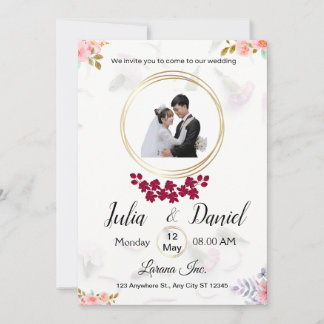 Convite de casamento personalizável com Pic de Cas