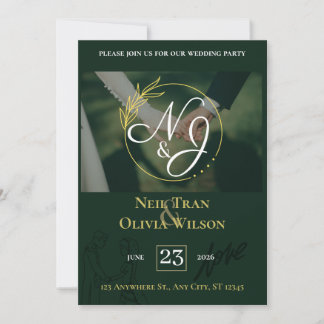 Convite de casamento personalizável Elgant