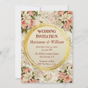 Convite de casamento personalizável floral românti