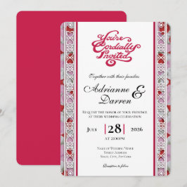 Convite de Casamento Pétala de Rosa 2 com Letras V