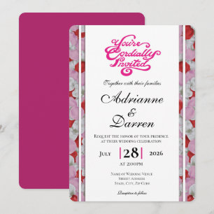 Convite de Casamento Pétala de Rosa 3 com Letras R