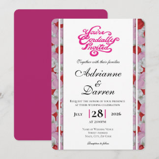 Convite de Casamento Pétala de Rosa 3 com Letras R