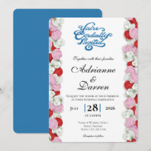 Convite de Casamento Pétala de Rosa 4 com Letras A