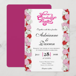 Convite de Casamento Pétala de Rosa 4 com Letras R