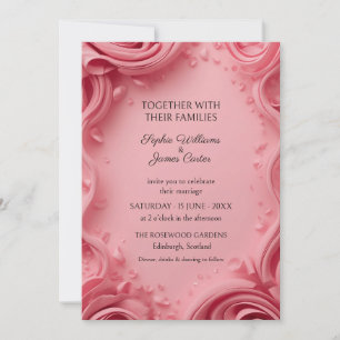 Convite de Casamento Pétala de Rosa Rosa Vibrante