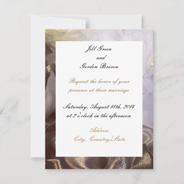 Convite de Casamento Pétalas de Seda e Organza (Frente)