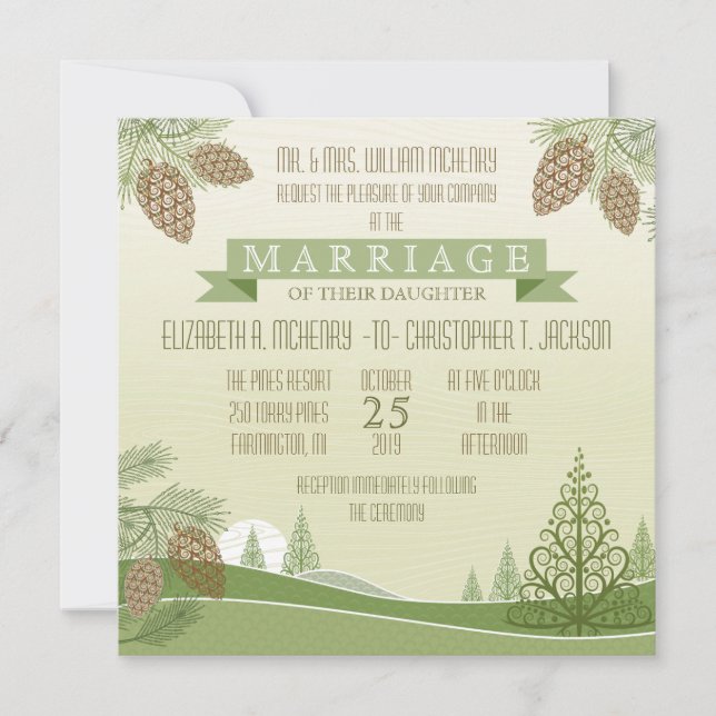 Convite de Casamento Pinhas de Pinheiro (Frente)