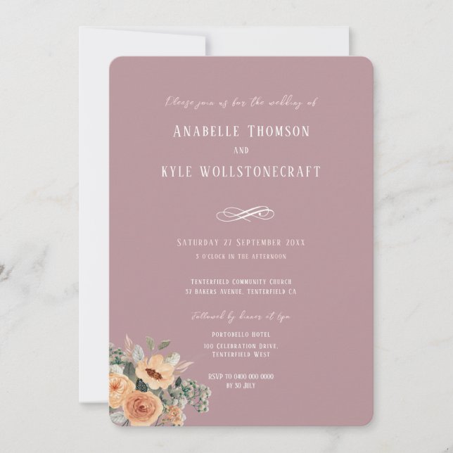 Convite de casamento - Pink floral Elegante (Frente)